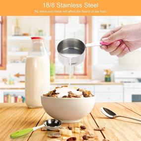 img 2 attached to 🥄 18/8 Stainless Steel Nesting Measuring Cups and Spoons Set - Stackable Cooking and Baking Kitchen Tools - 11 Piece Set