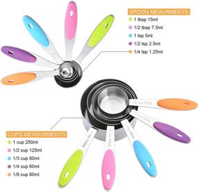 img 3 attached to 🥄 18/8 Stainless Steel Nesting Measuring Cups and Spoons Set - Stackable Cooking and Baking Kitchen Tools - 11 Piece Set