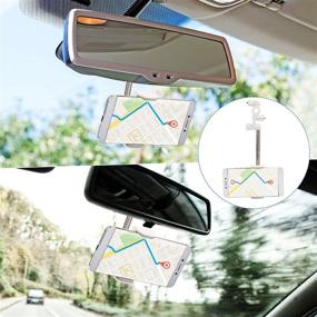 img 1 attached to 📱 360° Rearview Mirror Phone Holder: Universal Car Mount for Phones and GPS, White - Suitable for Most 4-6.1 Inch Mobile Phones