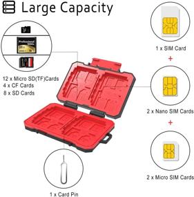 img 3 attached to 📸 Ultimate SD Card Case Storage Box: Waterproof, Shockproof, and Portable - Holds 4CF/4XQD 8SD 12TF 1SIM 2NANO SIM 2MICRO SIM 1Card Pin Slots Protector