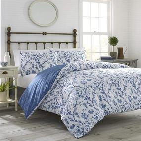 img 3 attached to 🏡 Laura Ashley Home Elise King Duvet Cover Set in Medium Blue - Enhancing Bedroom Elegance