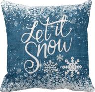 ❄️ asamour vintage xmas snowflake cotton linen throw pillow case - home decorative cushion cover for sofa couch bedding (18x18 inches) let it snow blue - improved for seo логотип