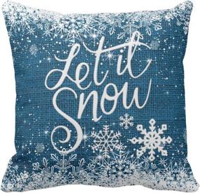 img 4 attached to ❄️ Asamour Vintage Xmas Snowflake Cotton Linen Throw Pillow Case - Home Decorative Cushion Cover for Sofa Couch Bedding (18x18 Inches) Let it Snow Blue - Improved for SEO