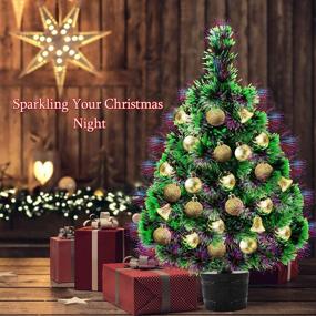 img 3 attached to 22-Inch Pre-lit Fiber Optic Mini Christmas Tree: All-in-One Set for Office Holiday Decor