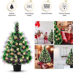 img 2 attached to 22-Inch Pre-lit Fiber Optic Mini Christmas Tree: All-in-One Set for Office Holiday Decor
