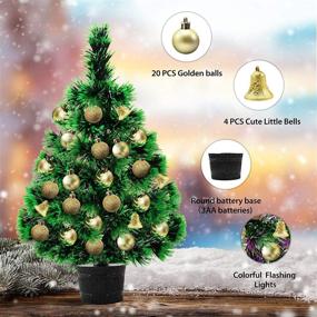 img 1 attached to 22-Inch Pre-lit Fiber Optic Mini Christmas Tree: All-in-One Set for Office Holiday Decor