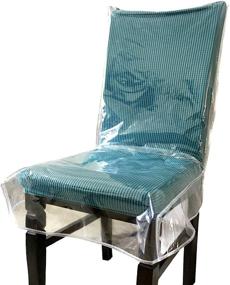 img 4 attached to 🪑 Clear Plastic Dining Chair Covers with Backrests - Waterproof & Protective (2-Pack) - Fits 21x18 Inch Chairs