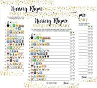 👶 nursery rhyme baby shower emoji game: pictionary quiz bundle pack set for boys, girls, kids, men, women, couples - gold, pink, blue gender neutral unisex, fun coed guessing card - cute classic party ideas logo