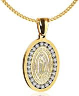 🎅 heavstjer fashion: stainless steel santa maria guadalupe pendant crystal necklace with 22" link chain - a gorgeous statement accessory logo