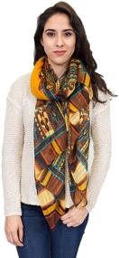 img 4 attached to Paisley Geometric Color Print Orange Women's Accessories