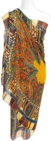 img 2 attached to Paisley Geometric Color Print Orange Women's Accessories