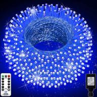 🎄 hezbjiti christmas string lights outdoor: 1000 led, 394ft, 8 lighting modes, with remote and timer - perfect for home, birthday, wedding, party, tree decorations (blue) logo