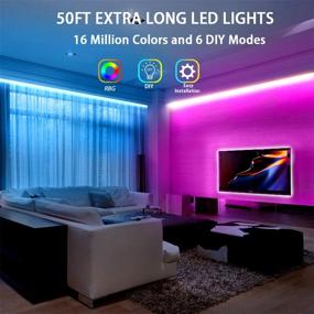 img 3 attached to 🌈 Dalattin 50ft RGB 5050 Led Strip Lights for Bedroom - 2 Rolls of 25ft Color Changing Kit with Remote and Power Supply - Indoor Decoration Led Light Strips