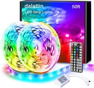 🌈 dalattin 50ft rgb 5050 led strip lights for bedroom - 2 rolls of 25ft color changing kit with remote and power supply - indoor decoration led light strips логотип