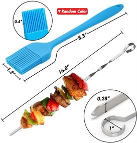 img 3 attached to 🍢 BigOtters Flat Metal Barbecue Skewers: 16.8 Inches Long Stainless Steel Sticks for Grilling, 12 PCS with 2PCS Basting Brushes - Versatile Reusable Skewers for Meat, Shrimp, Chicken, BBQ, and Baking