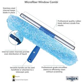 img 3 attached to 🪟 Unger 961872 Microfiber Window Combi: Pro 2-in-1 Window Scrubber and Squeegee, 14 Inch