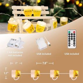 img 3 attached to 🍺 St Patrick's Day Decor: 3D Beer Mug String Lights - 10ft, 15 LED, Remote Control, USB & Battery Powered - Ideal for Bar, Christmas, Birthday, Wedding, Party, Bedroom, Dorm, Wreath, Summer, and Club Decorations