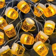 🍺 st patrick's day decor: 3d beer mug string lights - 10ft, 15 led, remote control, usb & battery powered - ideal for bar, christmas, birthday, wedding, party, bedroom, dorm, wreath, summer, and club decorations логотип