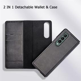 img 2 attached to 📱 Premium Misscase Samsung Galaxy Z Fold 3 Wallet Case: Detachable Magnetic Card Holder & Kickstand - Shockproof Carbon Fiber Black Leather Cover for Galaxy Z Fold 3 5G