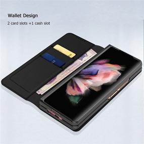 img 1 attached to 📱 Превосходный чехол Misscase для Samsung Galaxy Z Fold 3: отсоединяемый магнитный карман для карт и подставка - ударопрочный чехол из черной карбоновой кожи для Galaxy Z Fold 3 5G