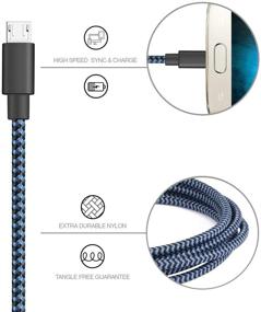 img 1 attached to 3Pack 3FT Плетеный нейлоновый кабель Micro USB - Быстрая зарядка и синхронизация - Совместим с Samsung Galaxy S7/S6/S5, Note 5/4/3 - Синий