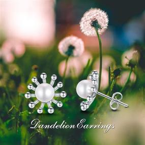 img 1 attached to 🌙 Zoeniya Moon Cat Bunny Dandelion Earrings - Sterling Silver Studs with 5-6mm Pearl, Jewelry Gifts for Women, Birthday, Teen Girls, Mother