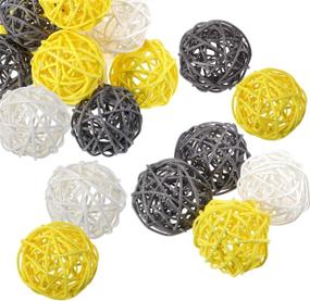 img 3 attached to 15-Piece Yellow Gray White Yaomiao Wicker Rattan Balls - Decorative Orbs for Crafts, Parties, Valentine's Day, Wedding Table Decor, Baby Showers, Aromatherapy, Vase Fillers - 1.8 Inch