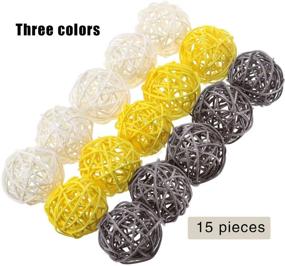 img 2 attached to 15-Piece Yellow Gray White Yaomiao Wicker Rattan Balls - Decorative Orbs for Crafts, Parties, Valentine's Day, Wedding Table Decor, Baby Showers, Aromatherapy, Vase Fillers - 1.8 Inch