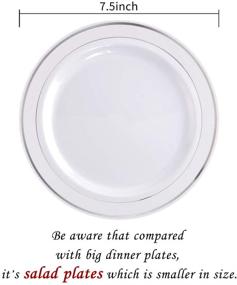 img 3 attached to 🍽️ BUCLA 100Pieces Silver Rim Plastic Plates – Elegant Silver Disposable Salad/Dessert Plates for Weddings & Parties