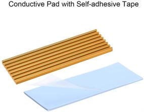 img 2 attached to Uxcell Aluminum Heatsink Kit 70X22X3Mm Golden Tone With Two Silicone Thermal Pads For M