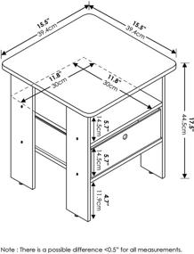 img 3 attached to 🌙 Furinno 11157GYW/BK Andrey End Table Nightstand with Bin Drawer, 1-Pack: Stylish French Oak Grey Design for Organization and Décor