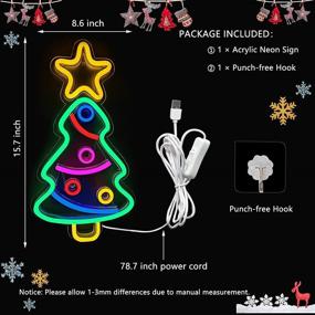 img 3 attached to 🎄 Neon Christmas Tree Sign: Xmas Trees LED Neon Wall Decor, USB Powered Acrylic Lights for Bedroom, Kids' Room, Home Decoration, Man Cave, Birthday, Bar, Wedding, Party Gifts