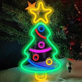 img 4 attached to 🎄 Neon Christmas Tree Sign: Xmas Trees LED Neon Wall Decor, USB Powered Acrylic Lights for Bedroom, Kids' Room, Home Decoration, Man Cave, Birthday, Bar, Wedding, Party Gifts