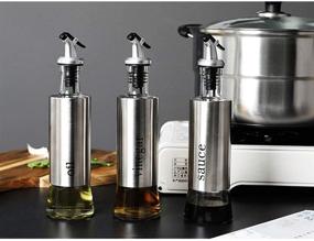 img 2 attached to 🍶 BIGETAIGE Glass Olive Oil Dispenser Set - 11oz Cruet Sets for Oil and Vinegar, with Sauce and Vinegar Bottle - 3 Pack Gift Box Set