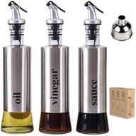 🍶 bigetaige glass olive oil dispenser set - 11oz cruet sets for oil and vinegar, with sauce and vinegar bottle - 3 pack gift box set logo