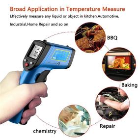 img 2 attached to 🌡️ RISWOJOR Infrared Thermometer Cooking Digital Temperature Gun: Accurate IR Laser Thermometer for Industrial, Kitchen, Ovens & Grill - Adjustable Emissivity, MAX/MIN, Cal Temp -58°F~752°F (-50°C～400°C)