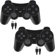 🎮 ps3 controller wireless for playstation 3 dual shock - pack of 2, black: enhanced gaming experience! logo