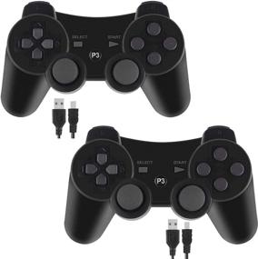 img 4 attached to 🎮 PS3 Controller Wireless for Playstation 3 Dual Shock - Pack of 2, Black: Enhanced Gaming Experience!