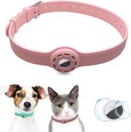 🐶 umopet silicone dog collars with airtag holder - cat & small dog collar, hd protective film, 9-19.5 inches - perfect for apple airtag tracking on cats, puppies, and small dogs логотип