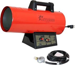 img 4 attached to 🔥 Sunnydaze 40,000 BTU Portable Propane Heater - Ideal for Construction Sites - Auto-Shutoff, Overheating Protection - Adjustable Heating Output - Piezo Ignition - Red/Black