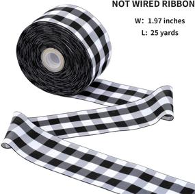 img 3 attached to 🎀 25 Yards Wide Black and White Gingham Taffeta Ribbon - Perfect for Crafts, Gift Wrapping, and More!