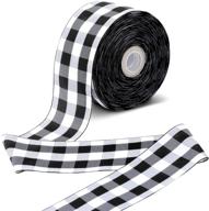 🎀 25 yards wide black and white gingham taffeta ribbon - perfect for crafts, gift wrapping, and more! logo