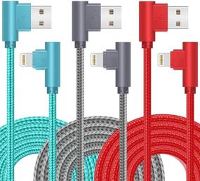 img 4 attached to Premium Braided Lightning Charger Cable Set (Pack of 3) for Fast Charging
