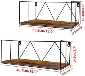 img 2 attached to 📚 Edenseelake Floating Shelves 2-Pack - Wall Mounted Storage Shelf with Metal Wire for Bedroom, Bathroom, Living Room, Kitchen, and Office