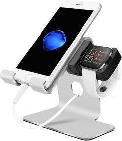 img 4 attached to 🔌 Tranesca 2-in-1 Charger for Fitbit Versa 2 - Charging Stand & Dock for Versa 2 & Cell Phone by Tranesca