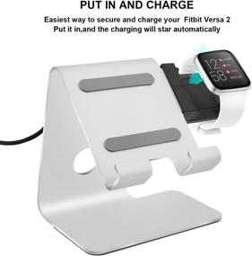 img 3 attached to 🔌 Tranesca 2-in-1 Charger for Fitbit Versa 2 - Charging Stand & Dock for Versa 2 & Cell Phone by Tranesca