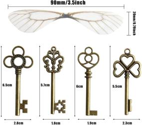 img 3 attached to 🔑 30 PCS Vintage Skeleton Keys Charms with 30 Pairs Dragonfly Wings and 30 Yards Elastic Crystal String - Perfect for DIY Christmas Decorations by SANNIX