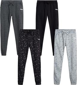 img 4 attached to Hind Girls' Sweatpants Review: 4-Pack Active Fleece Joggers for Ages 7-16