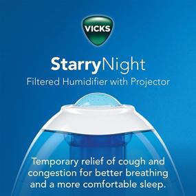 img 3 attached to Увлажнитель Vicks Starry Night Cool Mist для средних и больших комнат - бак на 1 галлон, для детских комнат, лампочка со звёздным ночным светом, совместим с Vicks VapoPads.