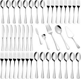 img 3 attached to 🍴 45-Piece Stainless Steel Flatware Set - Reusable Silverware Cutlery Sets, Heavy Duty Forks and Spoons, Utensils for 8, Excellent Serving Set